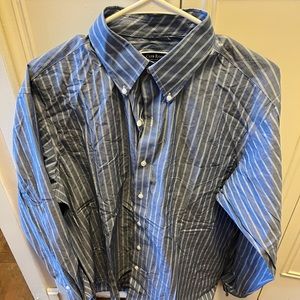 Club Room Blue Striped Dress Shirt Large